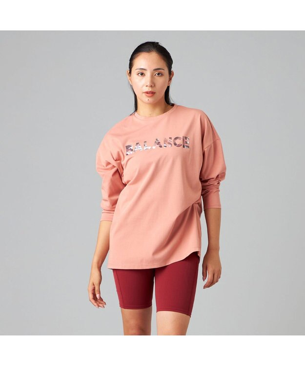 Chacott Chacott BALANCE HandsomeCotton ロゴTシャツ サーモンピンク