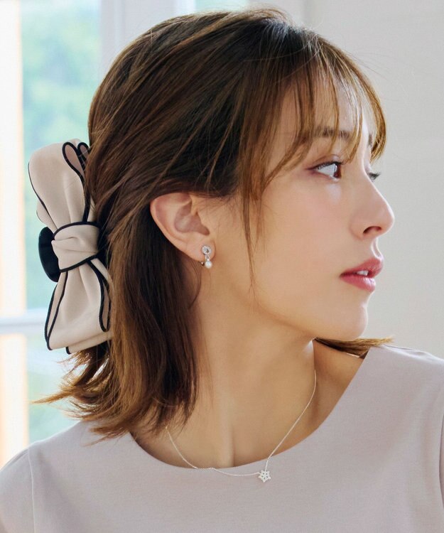 Tiaclasse パイピングリボンバンスクリップ オフホワイト