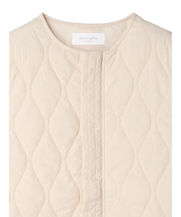 Green Parks ヒョウタンキルトミドル丈ベスト Ecru