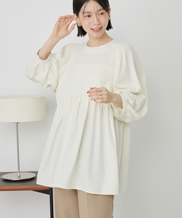 AMERICAN HOLIC DOTジャガードティアードブラウス Ivory