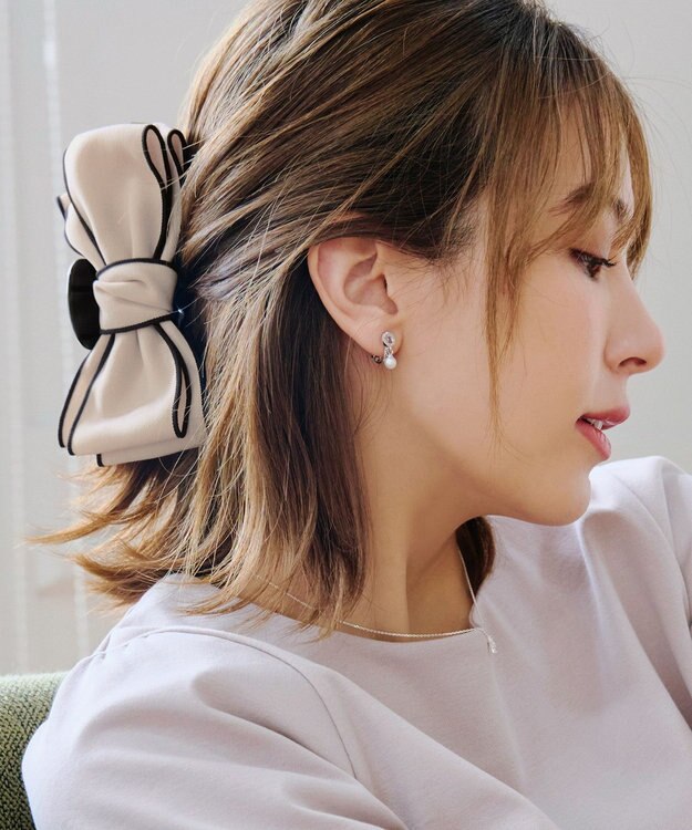 Tiaclasse パイピングリボンバンスクリップ オフホワイト