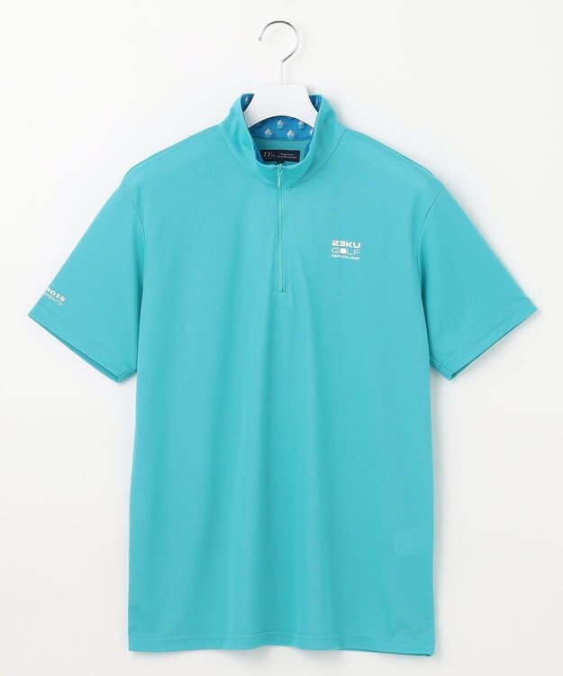 23区GOLF 【MEN】【接触冷感・UVケア・吸水速乾】ハーフジップ 無地ポロシャツ ブルー系