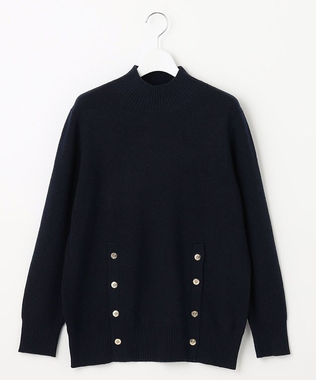 J.PRESS LADIES 【洗える】SEMI WORSTED ハイネック ニット ネイビー系