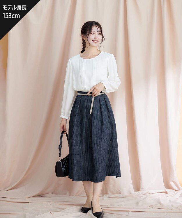 Tiaclasse 【洗える】ピンタックレースブラウス オフホワイト