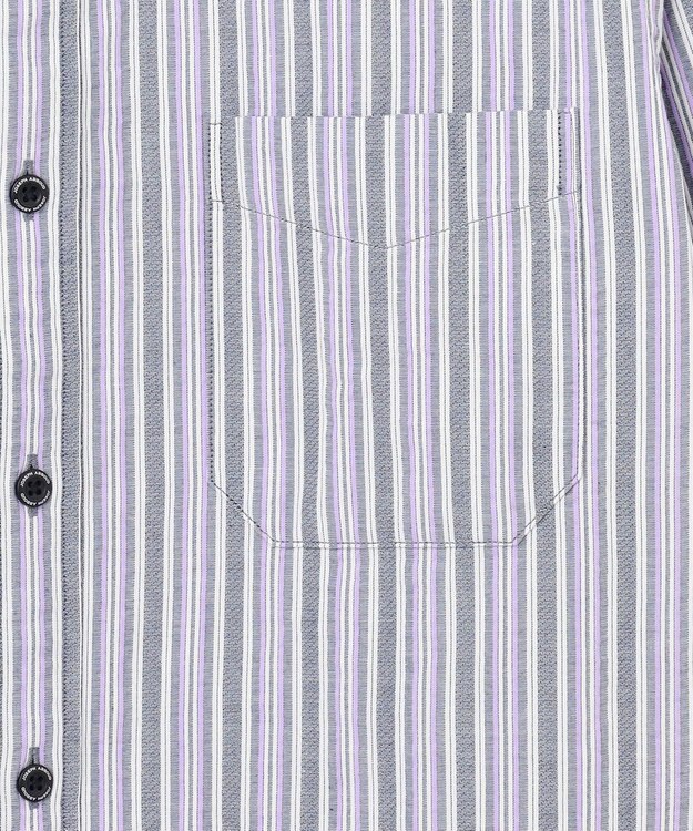 JOSEPH ABBOUD 【キングサイズ・オーガニックコットン使用】 オーガニックコードストライプ シャツ ネイビー系1