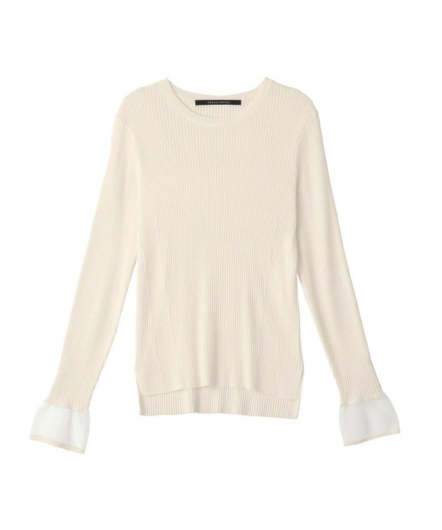 YECCA VECCA 袖口シアーリブニット Light Beige