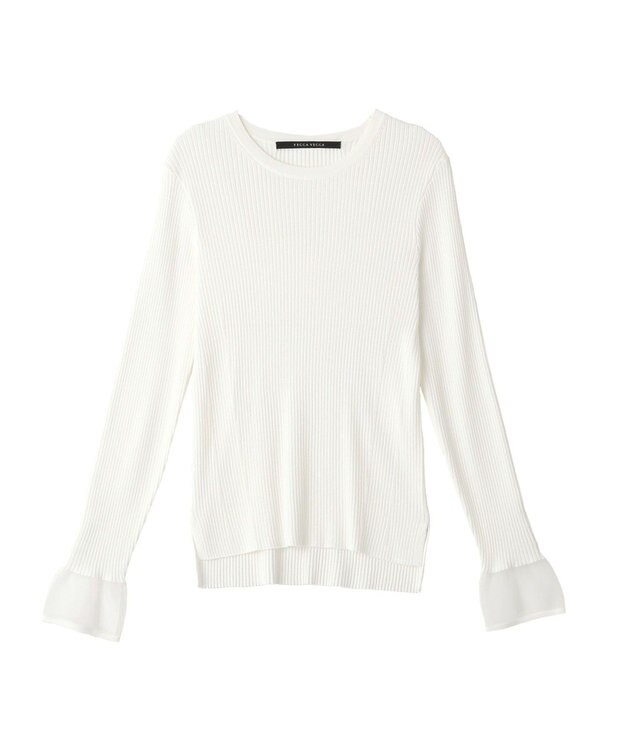 YECCA VECCA 袖口シアーリブニット Off White