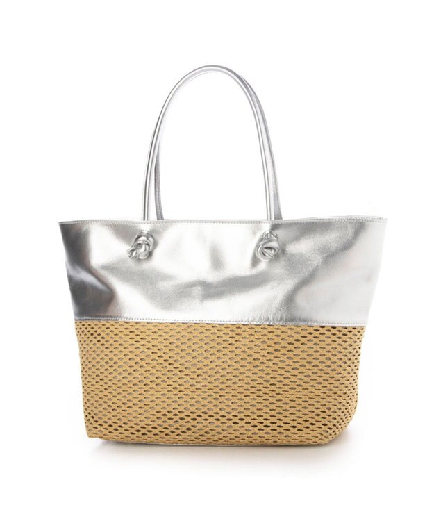 UNBILLION ペルケ perche / エステルメッシュ・牛革付属トート シルバー