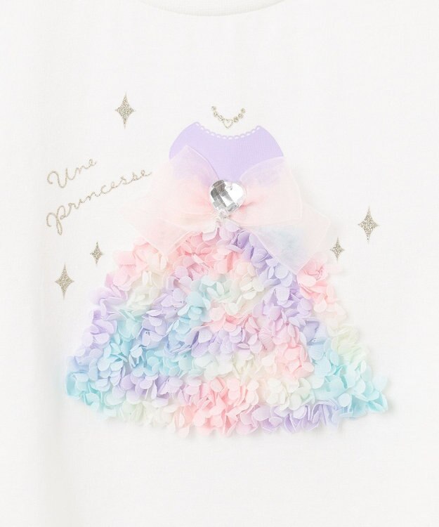 ANY KIDS 接触冷感 しろくま オフショルダー Tシャツ オフホワイト×ドレス