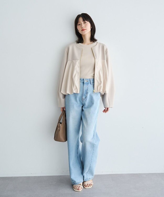 YECCA VECCA 袖口シアーリブニット Light Beige