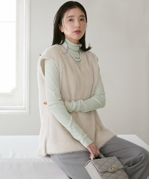 23区 【SLOW/一部店舗限定】新色追加！シアーリブロンTEE タートルネック カットソー スモーキーグリーン系