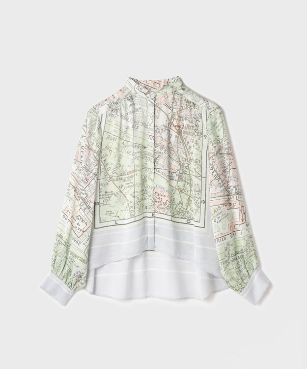 GRACE CONTINENTAL パリスカーフプリントブラウス グレー