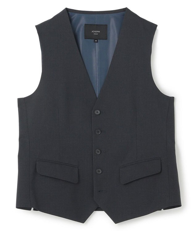 JOSEPH HOMME 新柄【洗える/ストレッチ/シワになりにくい/セットアップ対応可】クールドッツストレッチ ジレ ネイビー系