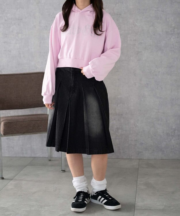 WEGO ラインストーンショートプルパーカー ピンク