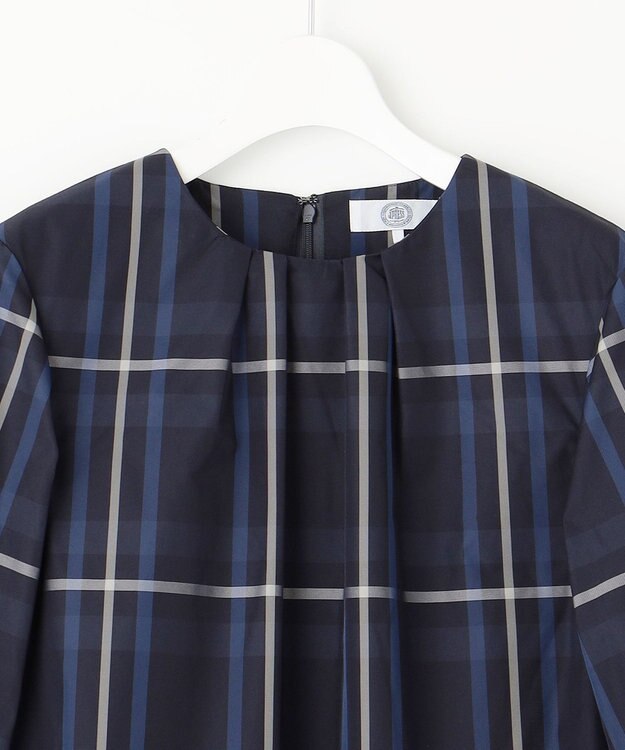 J.PRESS LADIES 【洗える】2/2綾 メモリーチェック ワンピース ネイビー系3