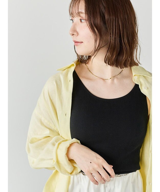 Te chichi 【接触冷感/抗菌防臭】カップ付きリブタンクトップカップ付きリブタンクトップ ブラック