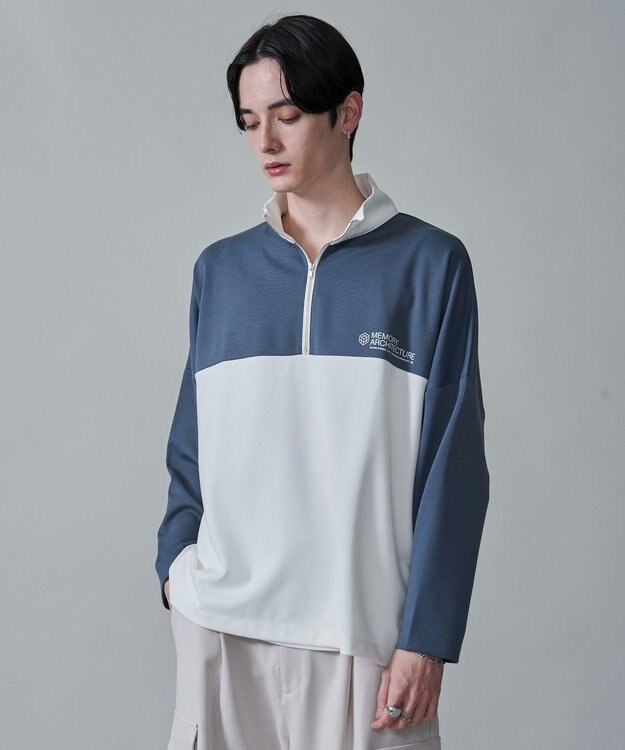 WEGO ドルマンポンチハーフZIPT（LS） ブルー