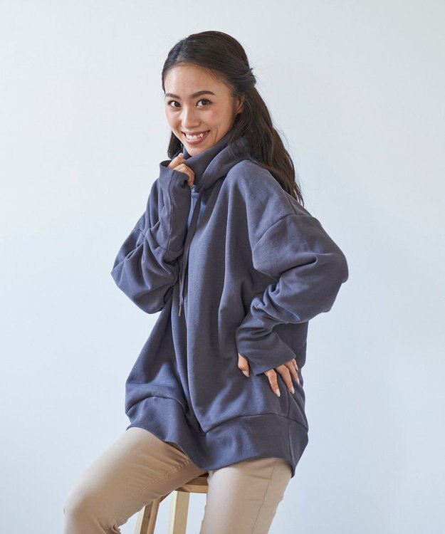 OP／FILA 【OP】ネックウォーマー付き裏毛パーカー チャコールグレー