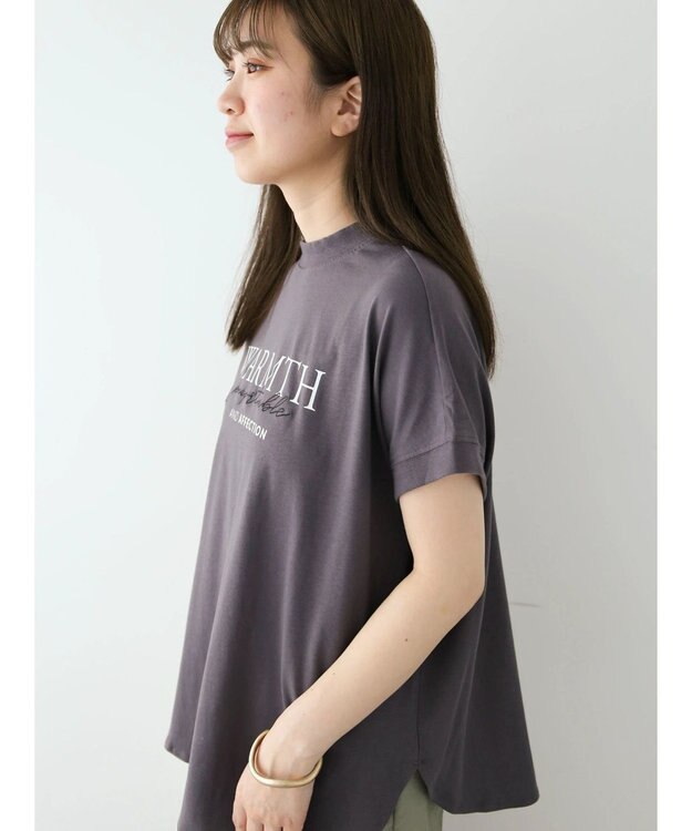 Green Parks フレンチスリーブ筆記体刺繍ロゴプルオーバー Charcoal Gray