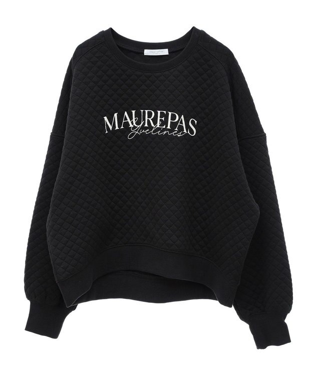 Green Parks ショート丈キルトロゴプルオーバー Black