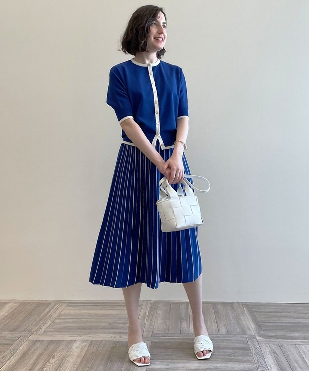 自由区 【洗える/マルチWAY】コットンアセテートニットセットアップ ダルブルー系1