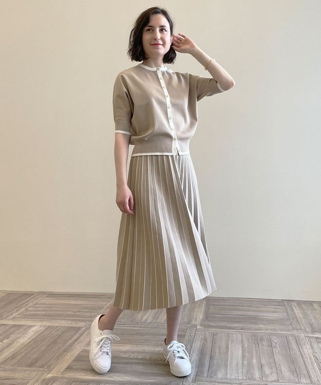 自由区 【洗える/マルチWAY】コットンアセテートニットセットアップ ベージュ系1