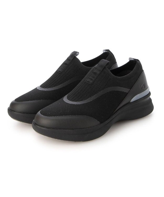 ing <ing>【レイン対応】ニットスリッポンスニーカー ブラック
