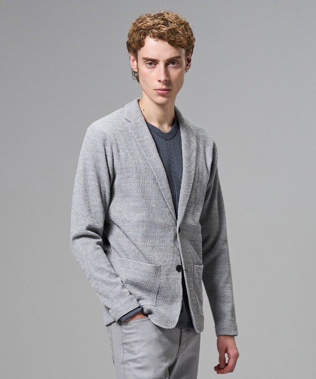 JOSEPH HOMME ドライコードムリネ　ニットジャケット ライトグレー系