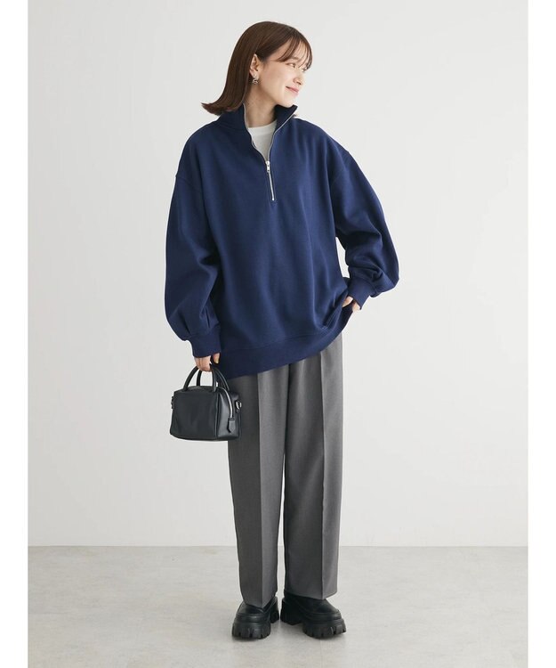 Green Parks ・ＳＵＧＡＲ　ＳＰＯＯＮ　ウラキモウハーフＺＩＰスウェット Navy