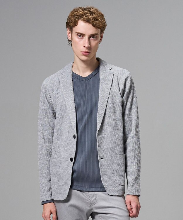 JOSEPH HOMME ドライコードムリネ　ニットジャケット ライトグレー系