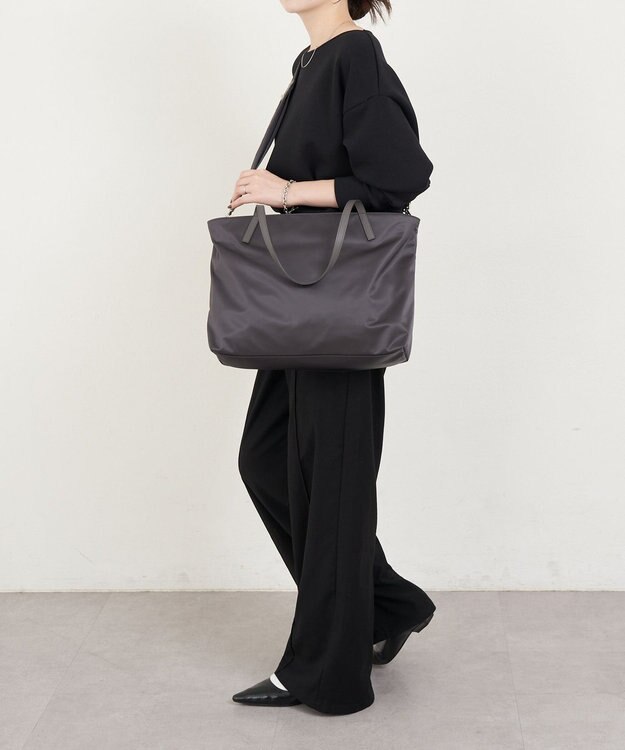 russet 《ファスナーポケット付きショルダーベルト》2wayトートバッグ(SF-266) Charcoal