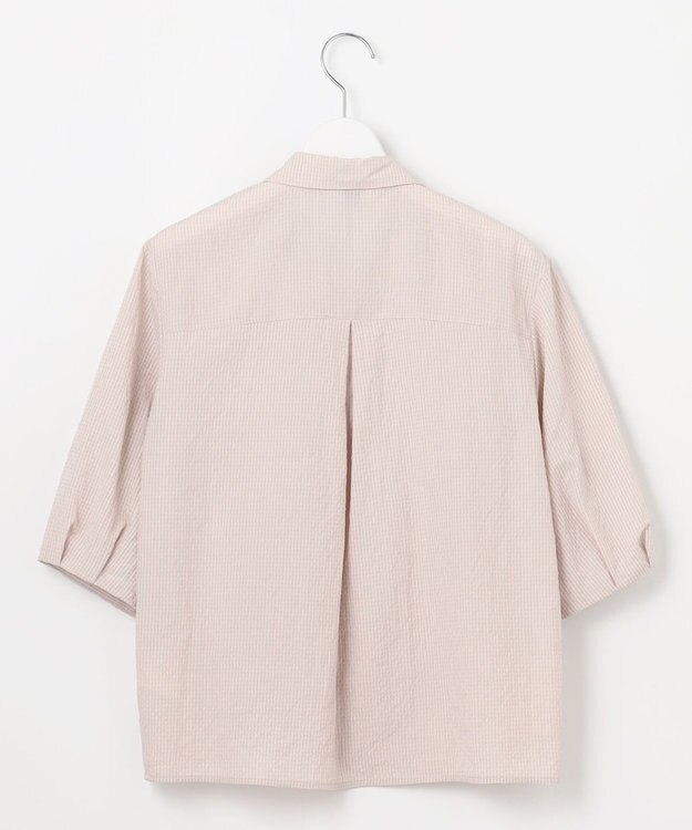 J.PRESS LADIES S 【洗える】アセテートレーヨンコットンチェック シャツカラー ブラウス ピンク×シルバー