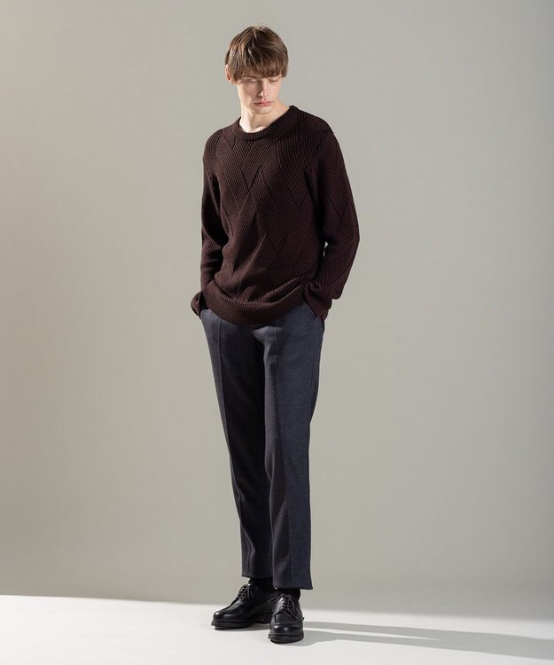 JOSEPH HOMME ビッグジオメトリージャガード　クルーネック ダークブラウン系