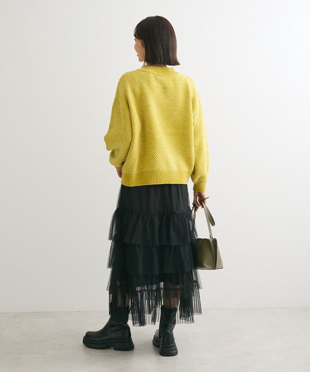 Green Parks ベロアモールモックネックニットプルオーバー Yellow