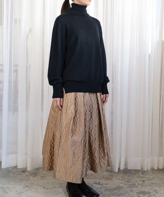 muuc 〈極上メリノウール〉ベーシックタートルネックプルオーバー〈肌に優しいニット〉〈アンサンブル可能〉〈袖の透かし編み〉 ブラック