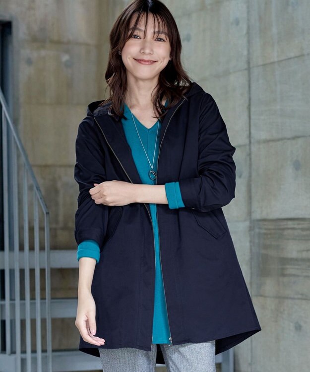 Tiaclasse 【洗える】ミドル丈マウンテンコート ネイビー