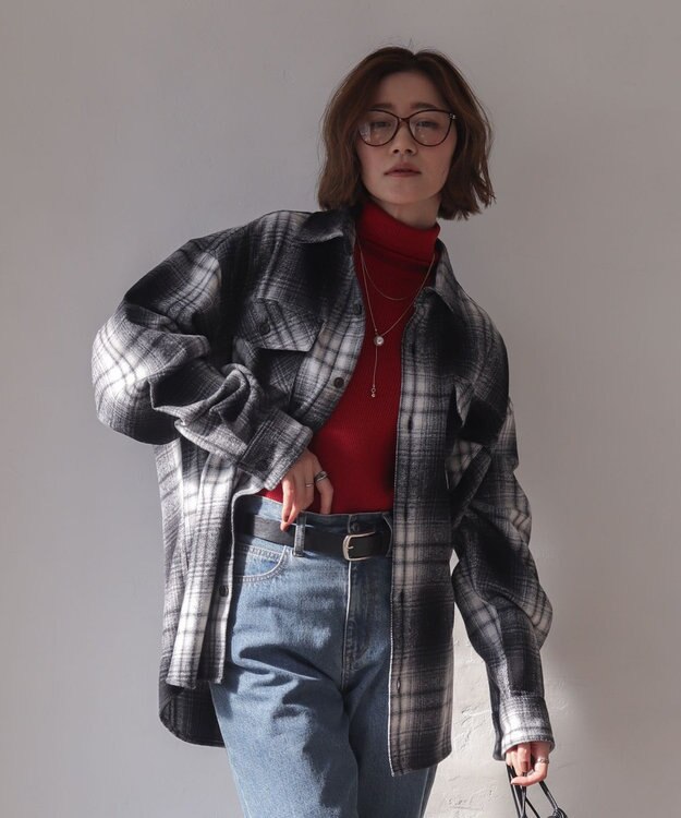 WEGO 【2025年秋冬新作/ユニセックス着用ITEM/SMLサイズ展開】ヘビーネルチェックシャツ（LS） 柄1