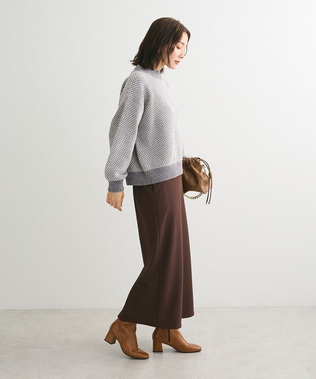 Green Parks ベロアモールモックネックニットプルオーバー Gray