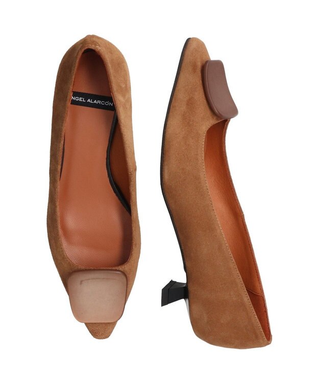 INTER-CHAUSSURES 【ANGEL ALARCON】ポインテッドトウオーナメントパンプス ベージュスウェード