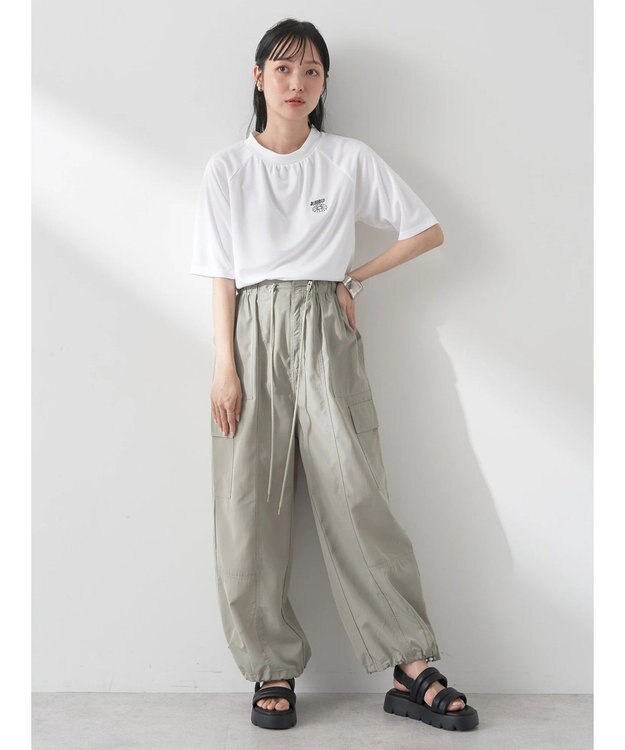 earth music&ecology スポーティー刺繍ロゴＴ Off White