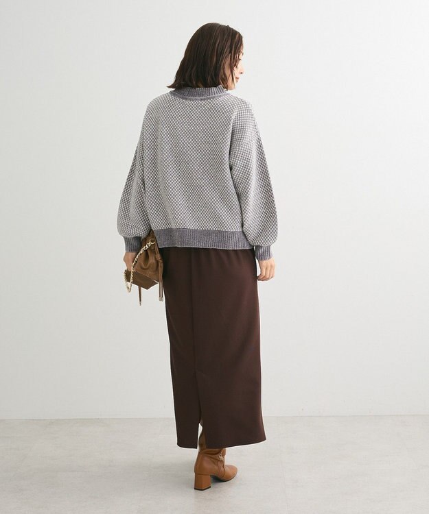 Green Parks ベロアモールモックネックニットプルオーバー Gray