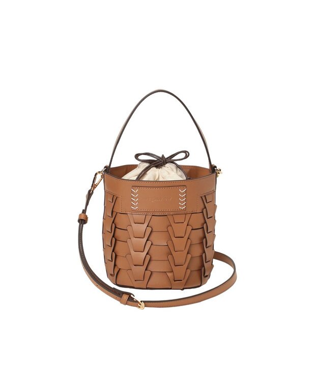 LA BAGAGERIE 【veganview】v piece mesh bucket bag キャメル