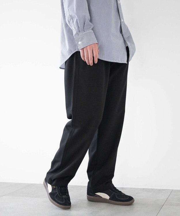 WEGO 【ウエストゴム/SMLサイズ展開】TRイージーストレートパンツ ブラック