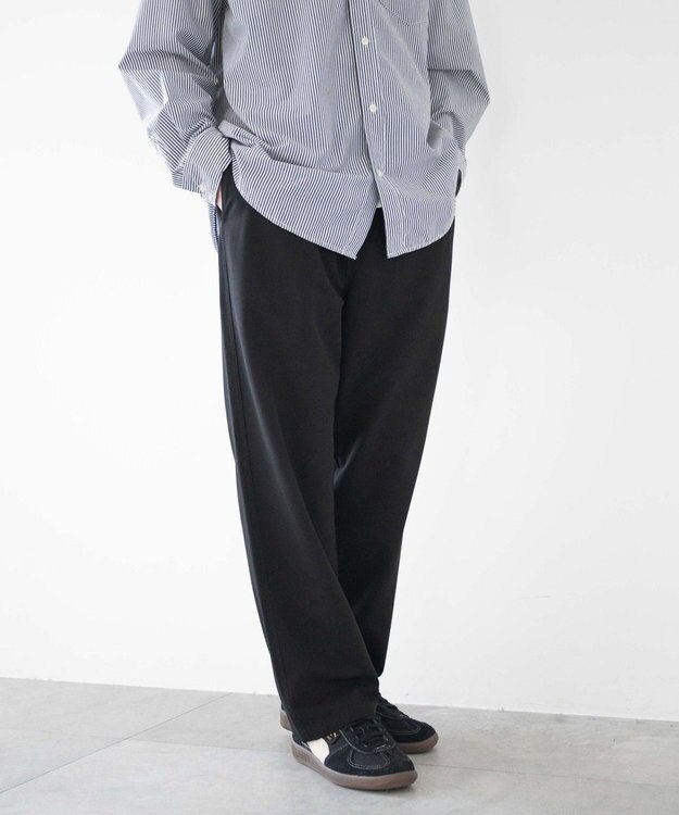 WEGO 【ウエストゴム/SMLサイズ展開】TRイージーストレートパンツ ブラック