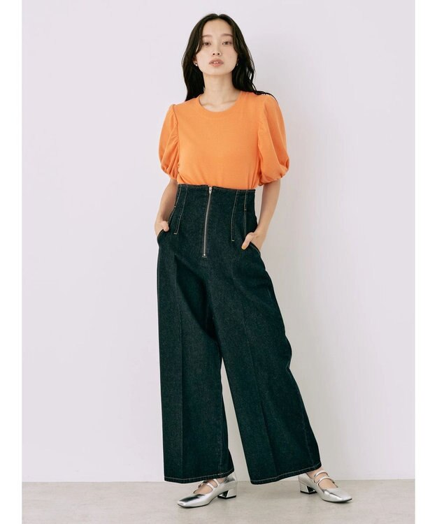 earth music&ecology フロントジップデニムパンツ Indigo