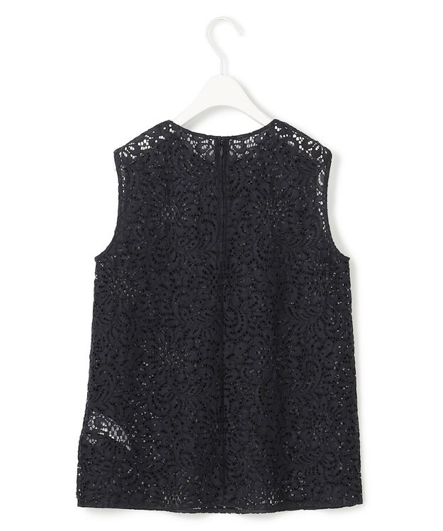 ICB L 【洗える】 ナイロンコードレース ブラウス ブラック系