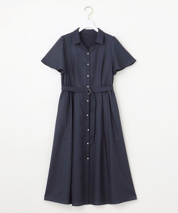 ANY SIS L 【接触冷感・UVカット・速乾】スムージーポリエステル シャツワンピース ネイビー