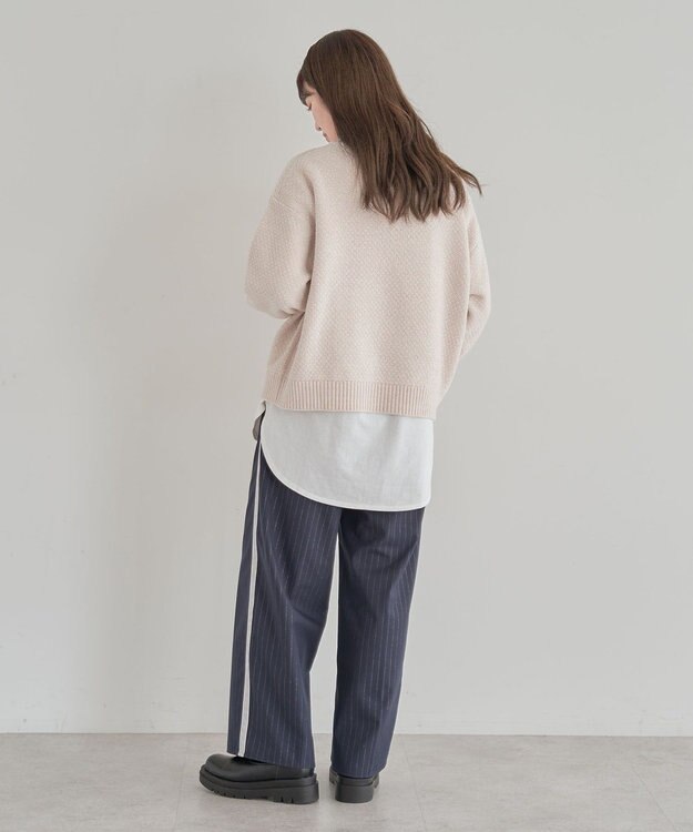 Green Parks ベロアモールモックネックニットプルオーバー Beige