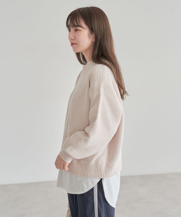 Green Parks ベロアモールモックネックニットプルオーバー Beige