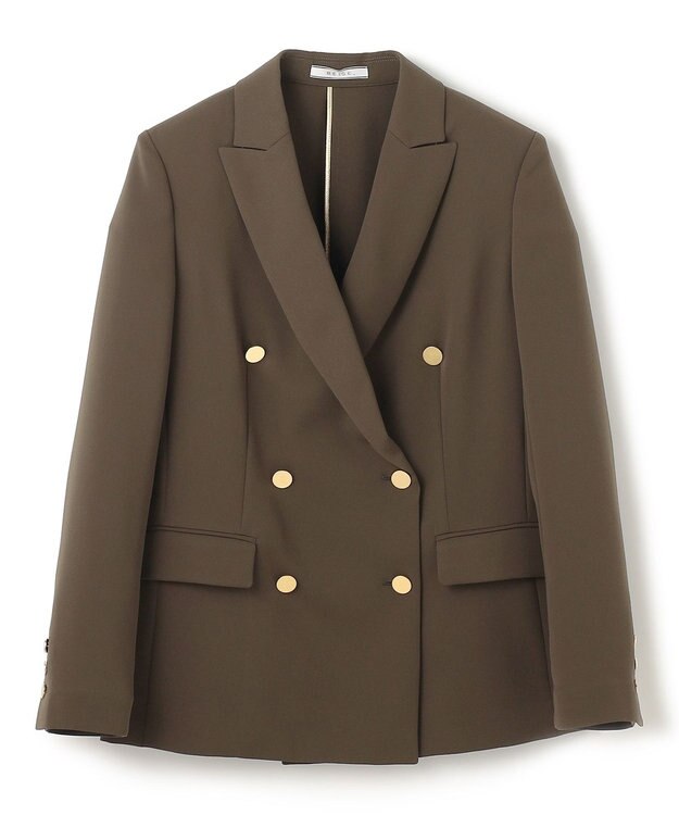 BEIGE， 【洗える・大人百花 春号掲載】JASMINE / ゴールドボタンダブルジャケット Khaki